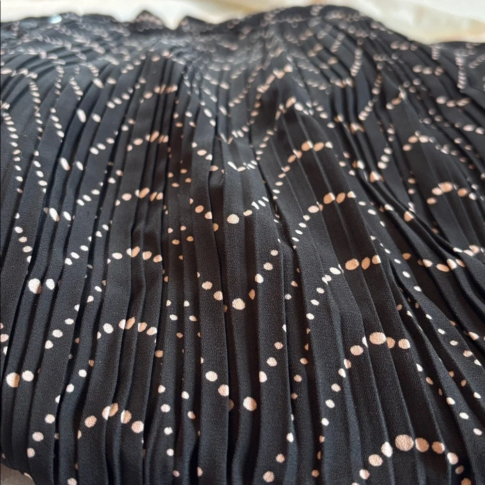 KATE SPADE New York Wavy SKIRT Black White Dot Lined Midi Pleated skirt